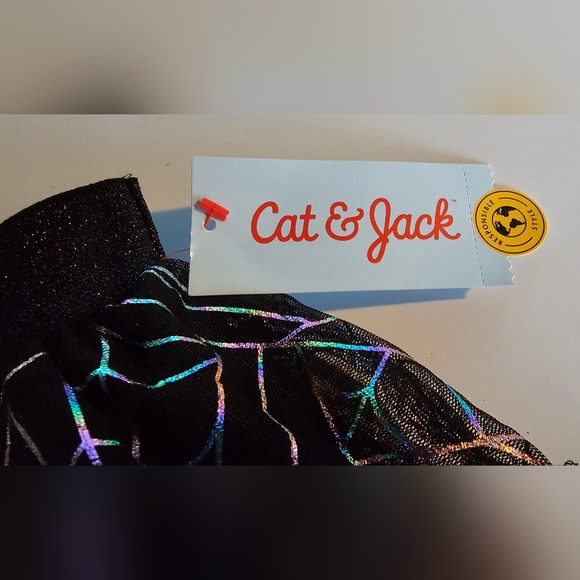 Cat & Jack Girls Black Metallic Rainbow Tulle Spiderweb Halloween Skirt M(8) NWT - Picture 2 of 6